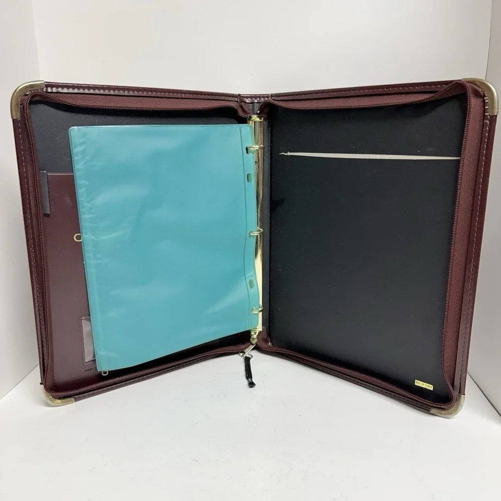 Vintage Cambridge 3 Ring Zipper Padfolio Portfolio Binder 13x10‎ Brown Organizer